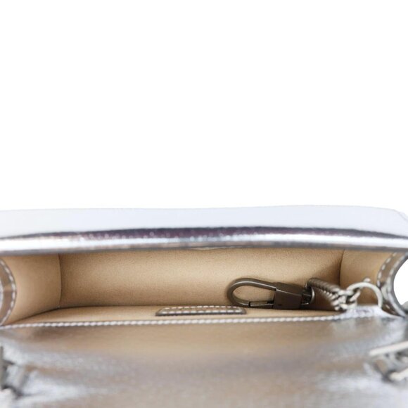 Gucci  Dionysus Super Mini Metallic Leather Crossbody Bag Silver 476432 - Picture 9 of 10